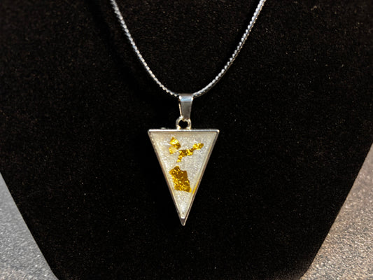 Gold Leaf Pearlescent Triangular Pendant