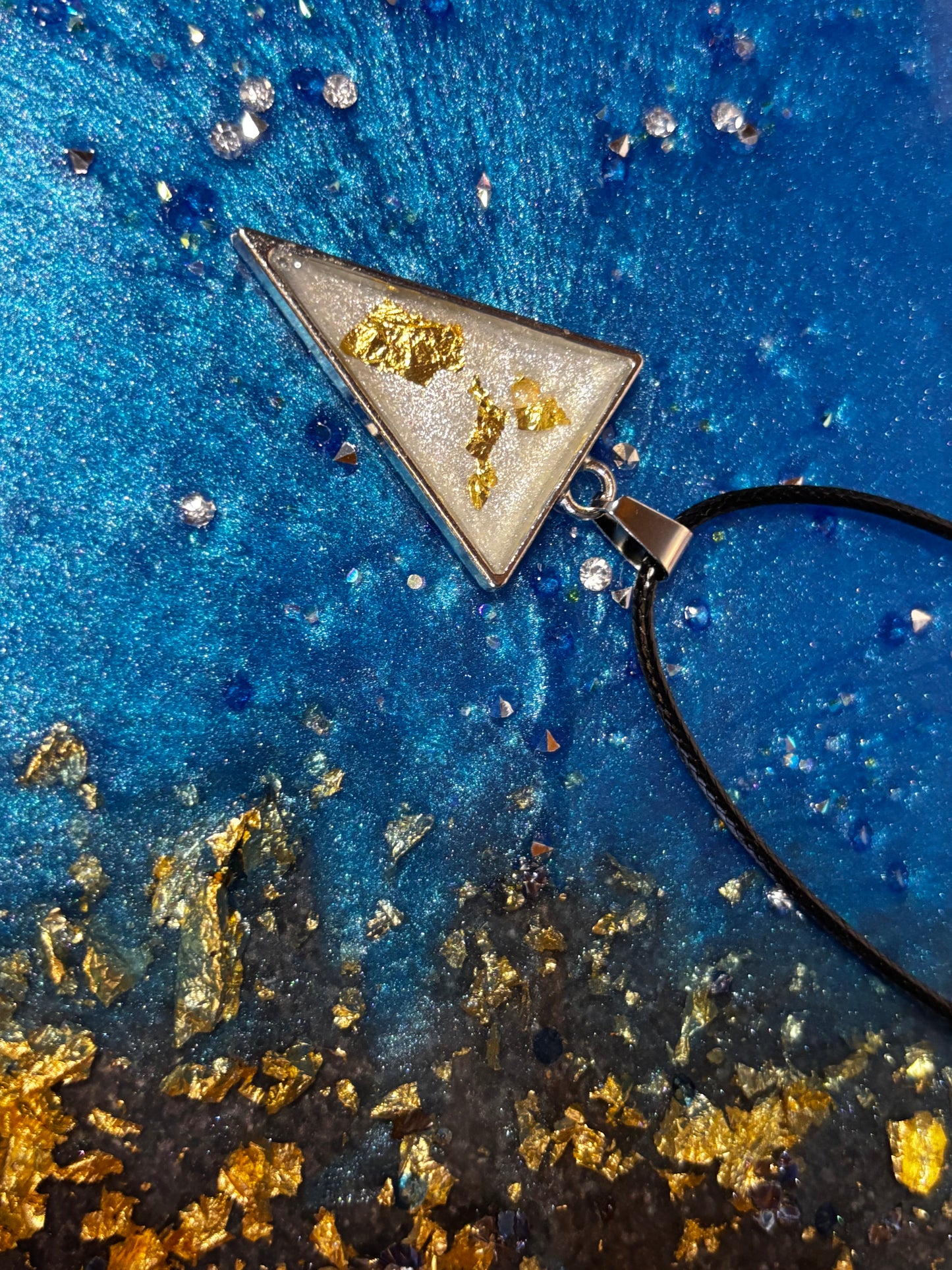 Gold Leaf Pearlescent Triangular Pendant
